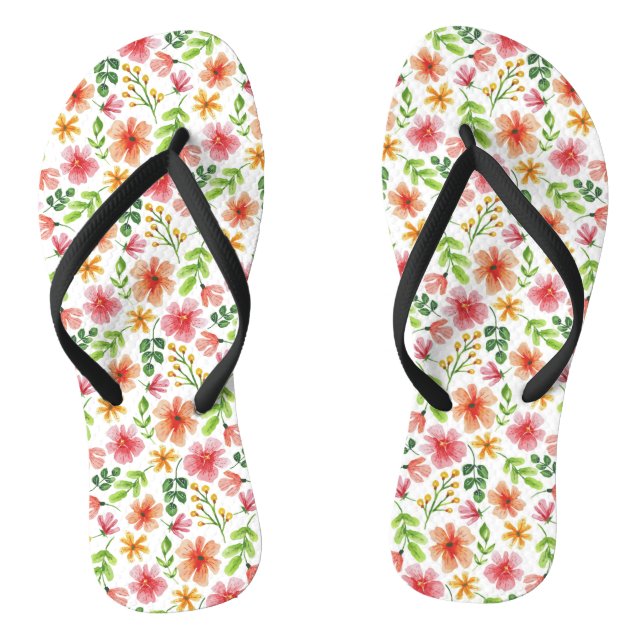 Aquarellpinke Blume Blumenmuster-69677 Flip Flops (Fußbett)