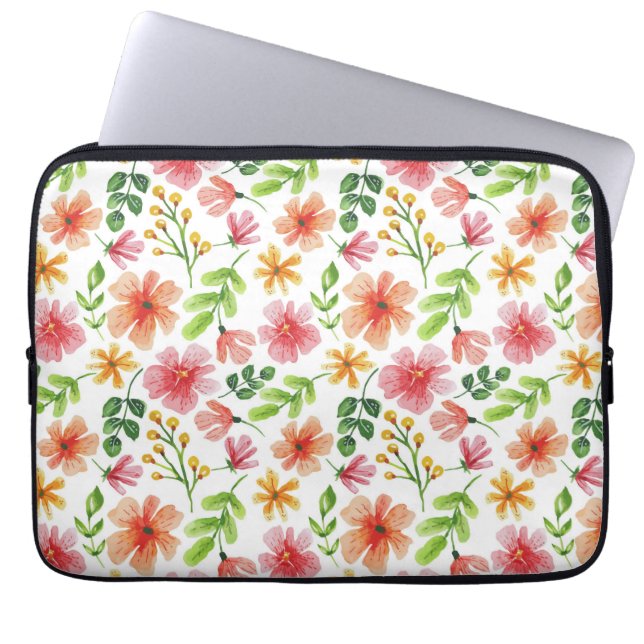Aquarellpinke Blume Blumenmuster-69677 Laptopschutzhülle (Vorderseite)