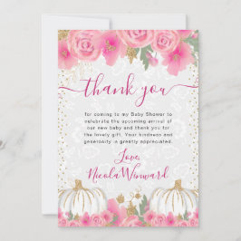 Aquarellpinke Blume fallen Pumpkin Baby Dusche Dankeskarte
