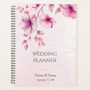 Aquarellpinke Blume Hochzeitsplaner Planer