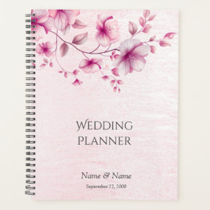 Aquarellpinke Blume Hochzeitsplaner Planer