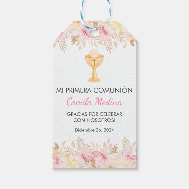Aquarellpinke Blume in der ersten Kommune Spaniens Geschenkanhänger (Vorderseite)