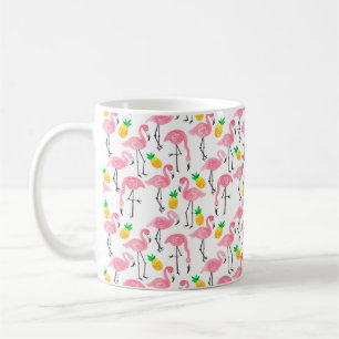 Aquarellpinke Flamingo und gelbe Ananas Kaffeetasse