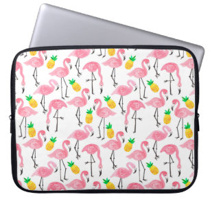 Aquarellpinke Flamingo und gelbe Ananas  Laptopschutzhülle