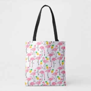 Aquarellpinke Flamingo und gelbe Ananas Tasche