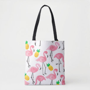 Aquarellpinke Flamingo und gelbe Ananas  Tasche