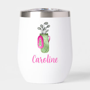 Aquarellpinke Golfklubs und Bag Personalisiert
