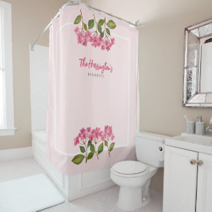 Aquarellpinke Hydrangea Lacecaps Illustration Duschvorhang