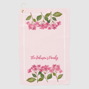 Aquarellpinke Hydrangea Lacecaps Illustration Golfhandtuch