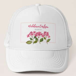 Aquarellpinke Hydrangea Lacecaps Illustration Truckerkappe