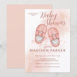 Aquarellpinke Kinderschuhe Einladung