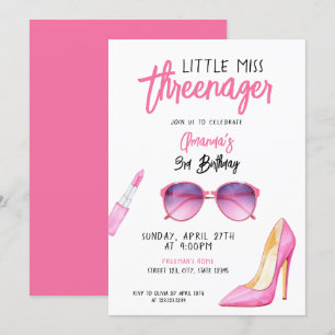 Aquarellpinke Makeup Thema 3. Geburtstag Einladung