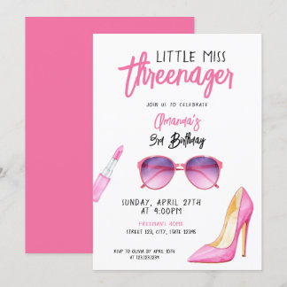 Aquarellpinke Makeup Thema 3. Geburtstag Einladung