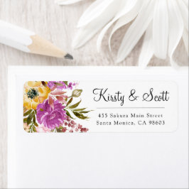 Aquarellpinke und gelbe Blumen Hochzeitadresse