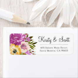 Aquarellpinke und gelbe Blumen Hochzeitadresse