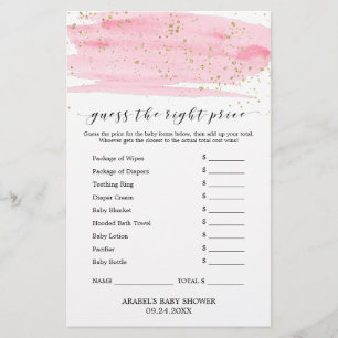 Aquarellpinke und Gold schätzen das richtige Preis Flyer