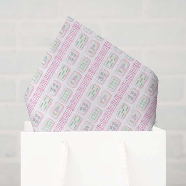 Aquarellpinke und grüner Mahjong Seidenpapier (Geschenktüte)