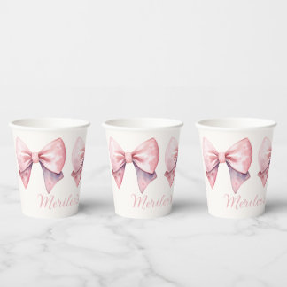 Aquarellpinken Bows Personalisierte Babydusche Pappbecher