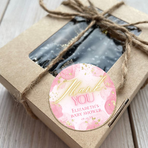 Aquarellpinken & Gold Glitzer Elegante Vielen Dank Runder Aufkleber