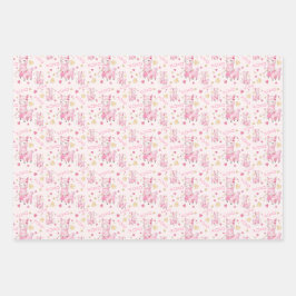 Aquarellpinken Llama XOXO Geschenkpapier Set
