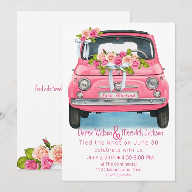 Aquarellpinken nur verheiratet einladung (Vorne/Hinten)