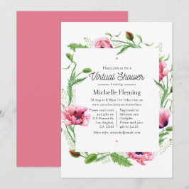 Aquarellpinken Poppies Virtual Dusche Einladung