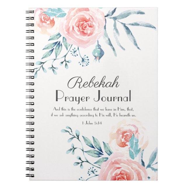 Aquarellpinken Rosengebet Journal Notizblock (Vorderseite)