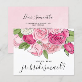 Aquarellpinken sind meine jr. Bridesmaid-Karte Einladung