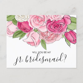 Aquarellpinken sind meine jr. Bridesmaid-Postkarte Einladungspostkarte