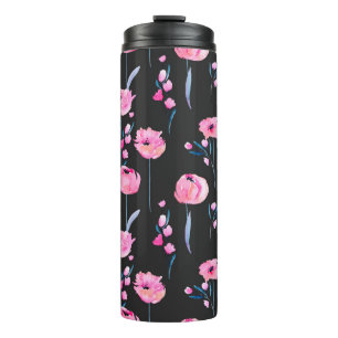 Aquarellpinken und Blumenzweige nahtlos Thermosbecher
