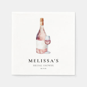 Aquarellpinken Vino vor Vows Brautparty Serviette