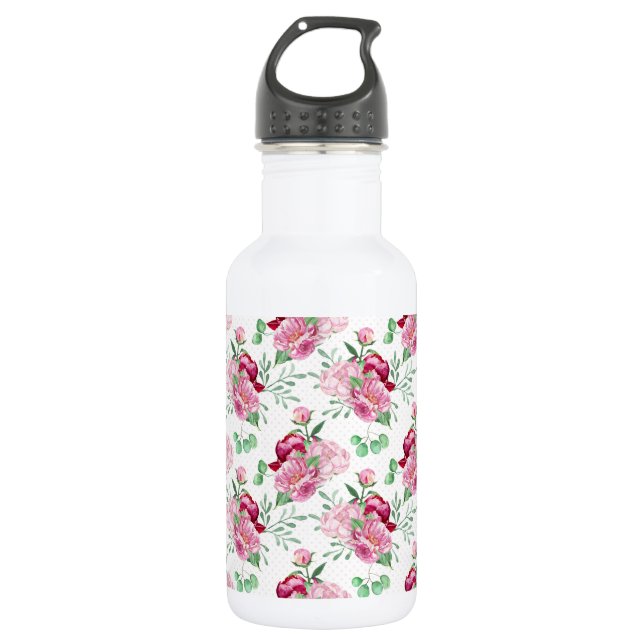 Aquarellpinkerbäume Edelstahlflasche (Vorderseite)