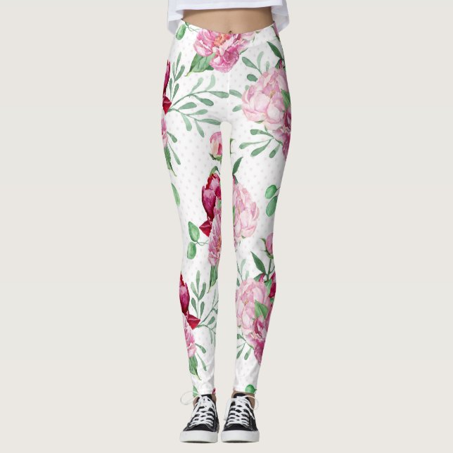 Aquarellpinkerbäume Leggings (Vorderseite)