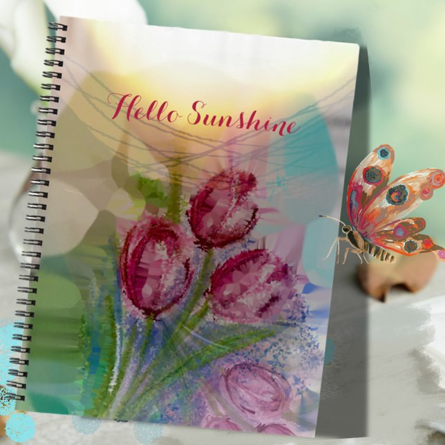 Aquarellpinsel Notizbuch (Watercolor Pink Tulip Notebook)