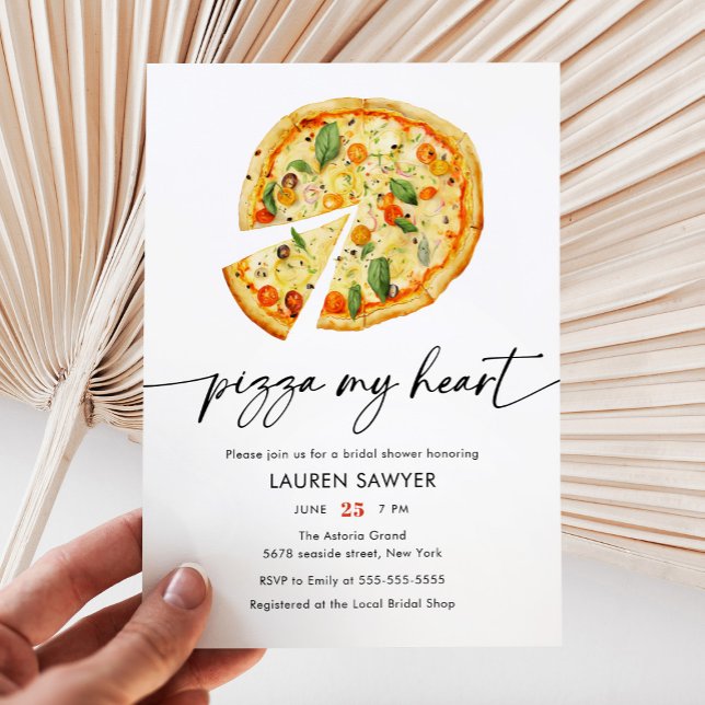 Aquarellpizza Mein Herz Italienisches Brautparty Einladung (Von Creator hochgeladen)