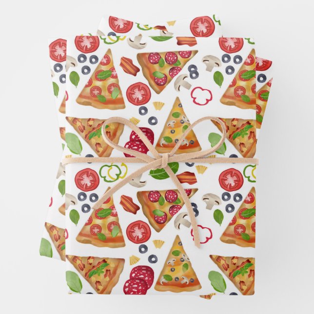 Aquarellpizza Muster Geschenkpapier Set (Beispiel)