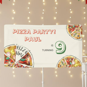 Aquarellpizza Party Geburtstag Banner