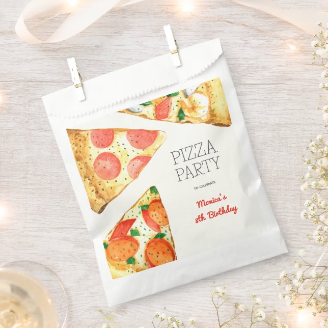 Aquarellpizza Party Geburtstag Geschenktütchen (Ausgeschnitten)