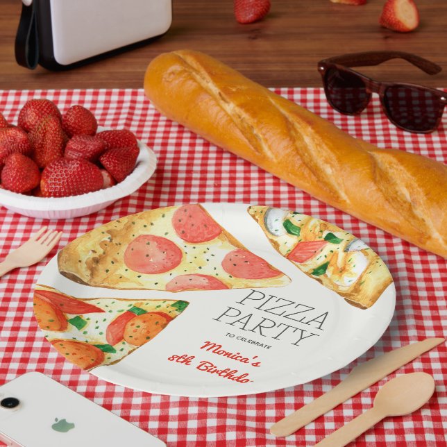 Aquarellpizza Party Geburtstag Pappteller (Picknick)