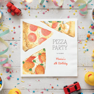 Aquarellpizza Party Geburtstag Serviette