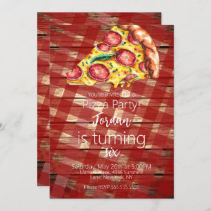 Aquarellpizza Slices Birthday Party Script B Einladung