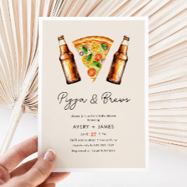 Aquarellpizza und Brews Co Ed Baby Dusche Einladung