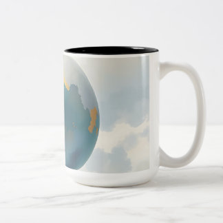 Aquarellplanet mit metallischen Akzenten Zweifarbige Tasse