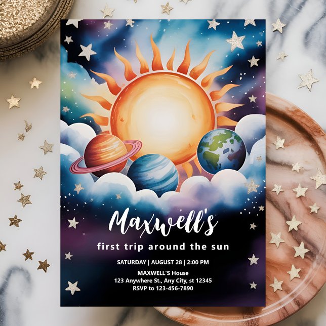 Aquarellplatz Erster Rundgang durch die Sonne Einladung (Von Creator hochgeladen)