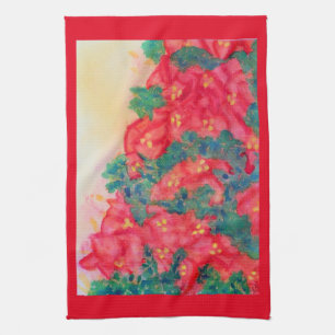 Aquarellpoinsettia Swag im Weihnachtsbaum Handtuch