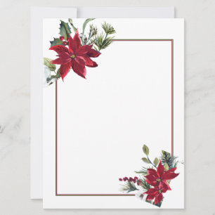 Aquarellpoinsettia Weihnachtsleerpapier Feiertagskarte