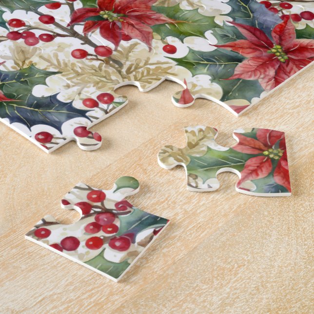 Aquarellpoinsettie und Weihnachtsmuster (Seite)
