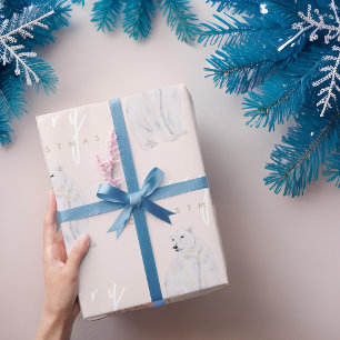 Aquarellpolar Bär Moderne Typografie Weihnachten Geschenkpapier