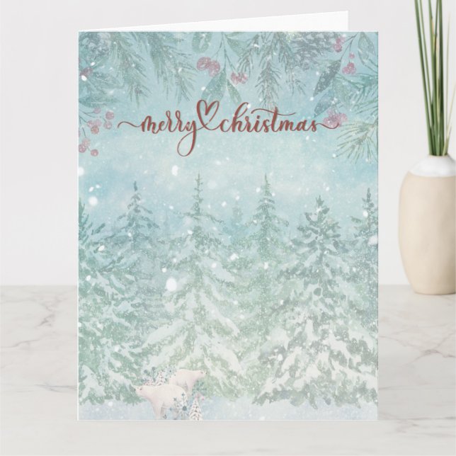 Aquarellpolarbären Wintergarten Weihnachtskarte Karte (Vorderseite)