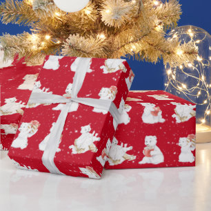 Aquarellpolare Bären in Schneeflocken Geschenkpapier